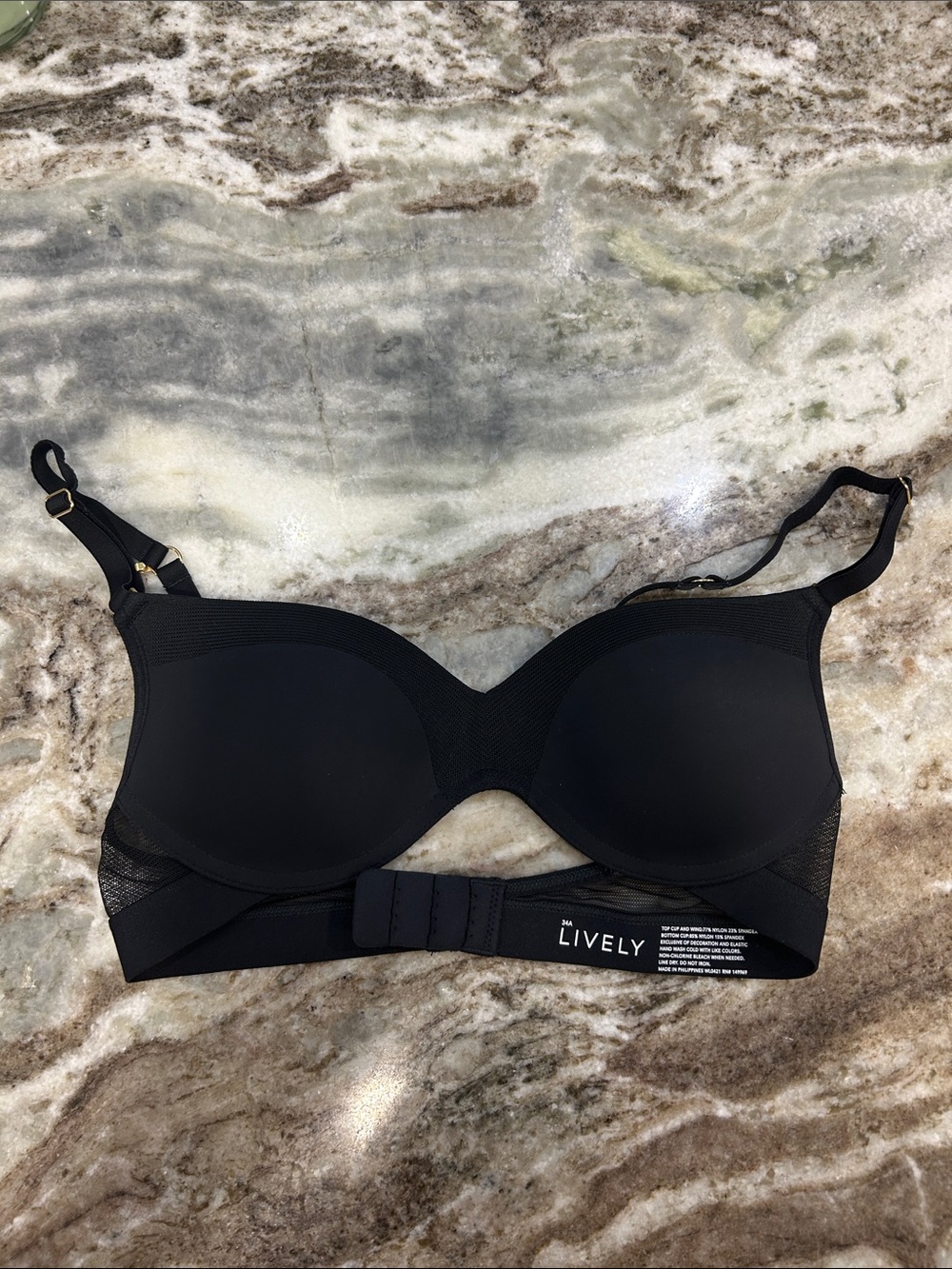 Lively Black Molded T-Shirt Bra with Mesh Panels